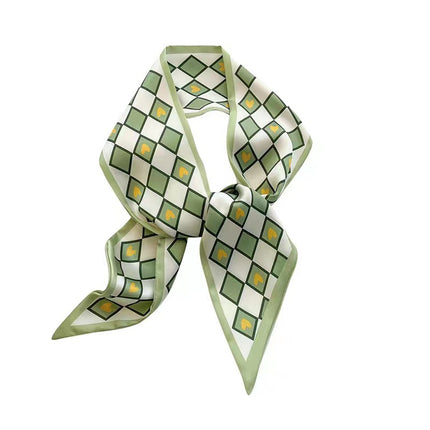 Long Small Silk Scarf Women's Green Style Small Fresh Ribbon Hair Band Tie Hair Binding Bag Decorative Long Professional Scarf