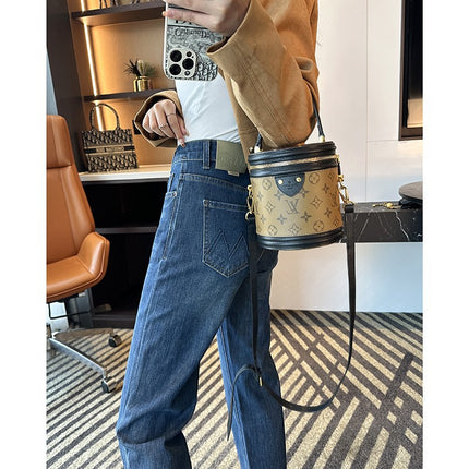 Pear-Shaped Figure Slim Straight Cropped Jeans for Women, New High-Waisted, Leg-Slimming, Stretchy, Loose-Fitting Petite Pants