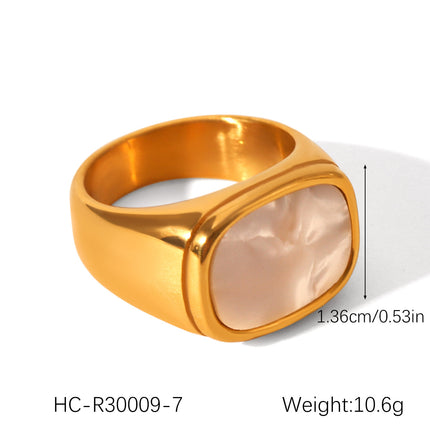 European and American stainless steel shell opening ring inlaid white shell ring women's non-fading ring high-level color matching jewelry