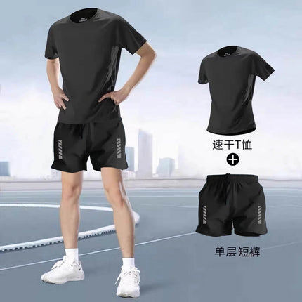 Badminton Clothing Men's Ice Silk Summer Quick-Drying Clothing Set Fitness Sports Short-Sleeved T-Shirt Table Tennis Training Equipment