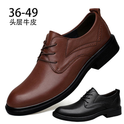 Spring and Autumn British Casual Business Dress Leather Shoes Men's Shoes Inner Height Increasing Single-layer Shoes Thick Sole Height Increasing Shoes Casual Dress Shoes