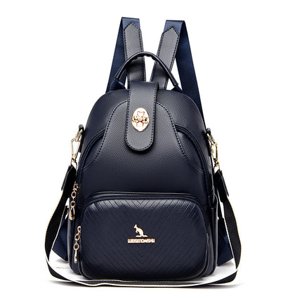 Cross-border Wholesale Soft Leather Backpack Women's New Fashion All-match Multi-function Backpack All-match Backpack
