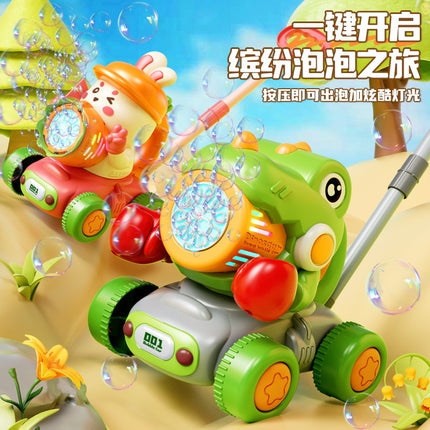 Dinosaur Trolley Bubble Blowing Machine Cute Fun Animal Modeling Children's Walkers Rabbit Push Music Stall Toys
