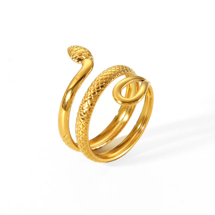 Ins style European and American cross-border 18K gold stainless steel snake ring female temperament all-match titanium steel ring non-fading jewelry