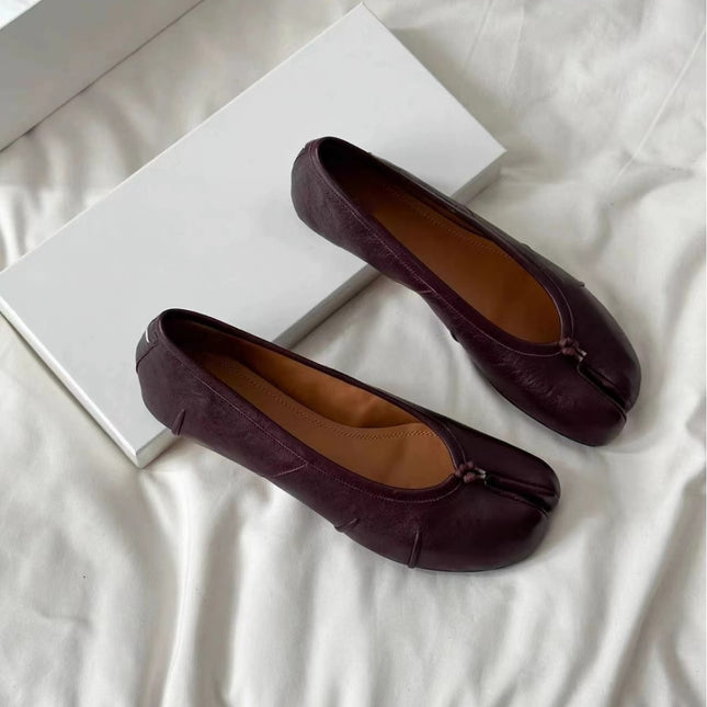 New Comfortable split-toe pig's trotters shoes women's flat sole one-step horseshoe shoes casual fashion shallow mouth breathable ballet shoes