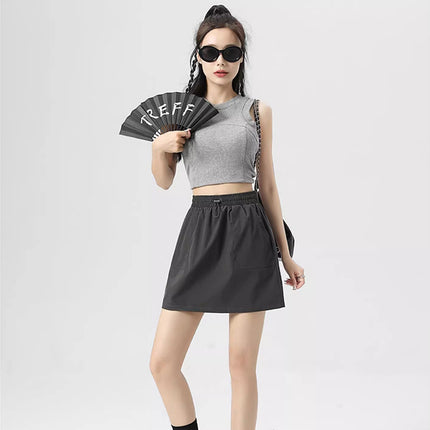 Summer Workwear Short Skirt for Women, Casual High-Waisted Versatile Pencil Skirt, Thin with Lining, A-Line Half Skirt, High-Waisted and Slimming