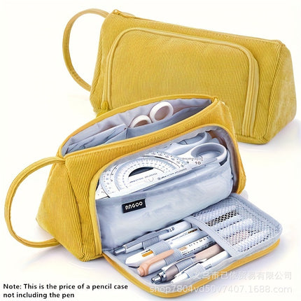 Oxford Cloth Pencil Case with Large Capacity and Multi-Layer Design, Stationery Box for Primary and Secondary School Students, High Aesthetic Value, Simple and Waterproof, Direct from the Source Factory