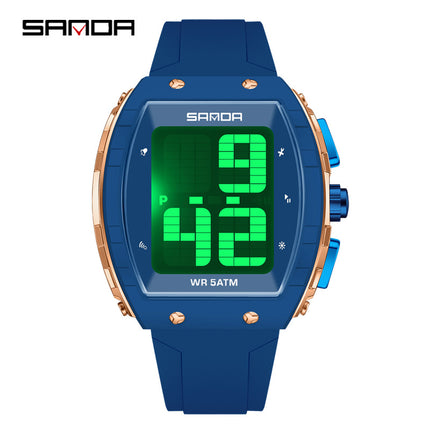 Sanda Elderly Voice Time Watch Large Digital Screen Luminous Multi-Function Watch Waterproof Calendar Digital Watch