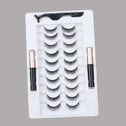 Wholesale magnetic eyeliner false eyelashes magnet false eyelashes 3D three-dimensional net red magnetic false eyelashes 3 pairs of suit