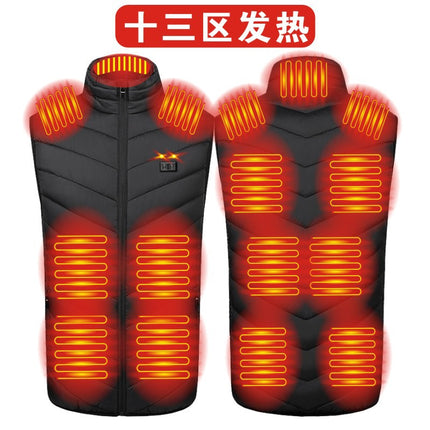 Cross-Border Popular Men's Stand-Up Collar Heating Vest Cotton Vest Electric Heating Vest USB Powered Intelligent Constant Temperature Heating Clothing