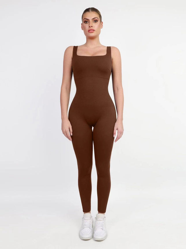 European and American One-Piece Yoga Clothing, Dance Clothing, Tummy Control, Slim Fit, Sports Elastic Tight-Fitting One-Piece Bodysuit with Chest Pad 6338
