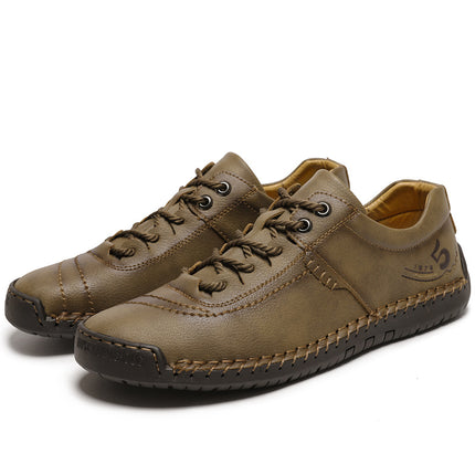 Hot-Selling New Spring and Summer Products on Independent Stations, Hand-Stitched Casual Men's Shoes, Fashionable Soft-Soled, Versatile and Breathable Genuine Leather Shoes