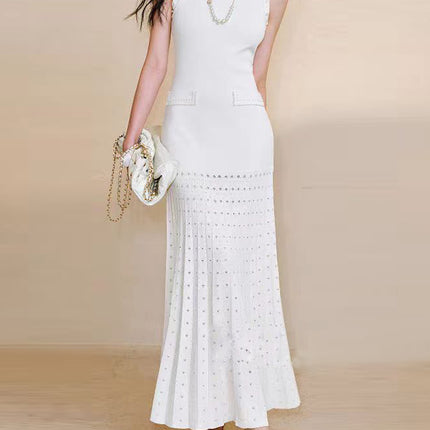 M2026 Spring and Summer New Cross-Border Foreign Trade Women's Clothing French European and American Style Elegant Sleeveless Long Dress Knitted Dress