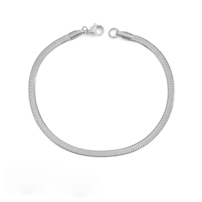Cross-border European and American Stainless Steel Snake Bone Chain Bracelet for Men and Women Simple Gold Flat Snake Chain Bracelet Bracelet Wholesale