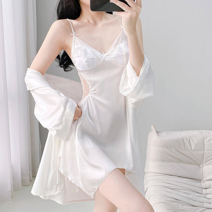 Sexy Pajamas for Women with V-Neck and Chest Pads, Two-Piece Pajamas, Internet Celebrity Suspender Backless Nightgown, Nightgown, Home Wear