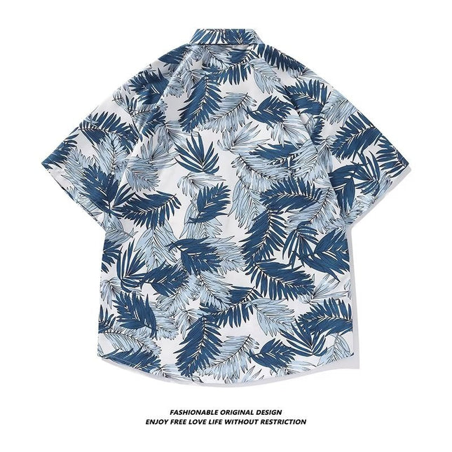 Men's Shirt Printed Summer New Thin Loose Casual Fashion Seaside Vacation Style Beach Top All-Match