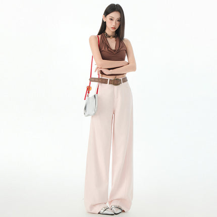 Green and Pink Dopamine Jeans for Women 2025 New High-Waisted Slimming Loose Wide-Leg Versatile Floor-Length Casual Pants