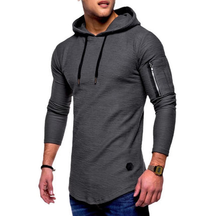 Men's T-shirt Amazon Slim-fit Sports Hoodie Casual Thin Long-sleeved Fashionable Hand Wall Zipper Men's T-shirt