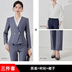 Gray suit + skirt + shirt / S