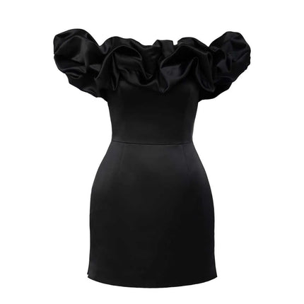 New Hot-Selling Ebay Aliexpress Pure Color Tube Top Floor Shoulder Fungus Dress