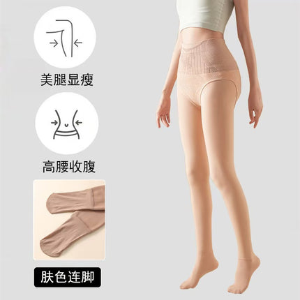 Flower fairy water light socks high waist abdomen leggings autumn and winter light leg artifact fleece-lined naked sense pantyhose manufacturers wholesale