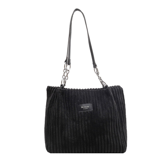 Large-Capacity Corduroy Chain Armpit Bag Tote Bag Women's Bag 2025 New Autum Trendyy Shoulder Commuter Bag