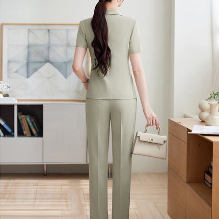 Black Suit Jacket Women's Thin Short-Sleeved Summer Business Suit Hotel Front Desk Beautician Jewelry Store Work Clothes