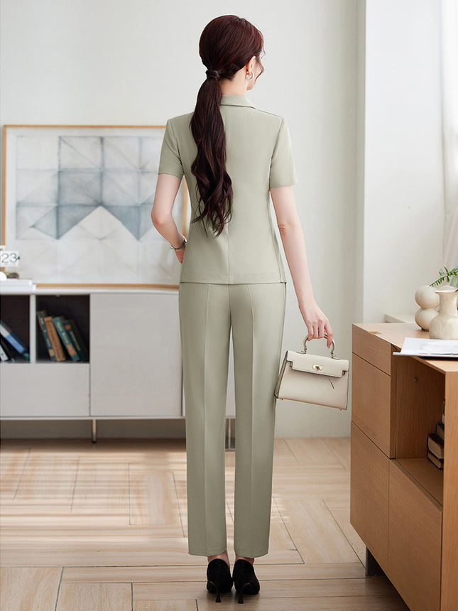 Black Suit Jacket Women's Thin Short-Sleeved Summer Business Suit Hotel Front Desk Beautician Jewelry Store Work Clothes