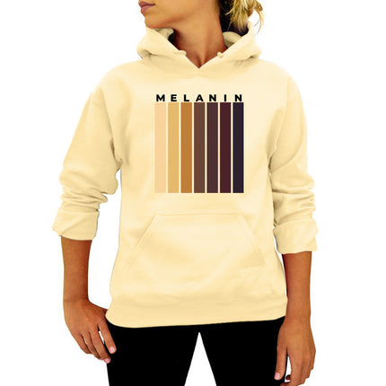 MELANIN striped printed hooded sweater autumn and winter European and American women's top loose Amazon foreign trade cross-border