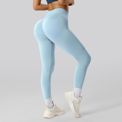 Butt-Lifting Seamless Fitness Pants Jacquard Tight Leggings Women's Cycling Running Sports Pants High-Waisted Tummy Control Yoga Pants Hip-Lifting