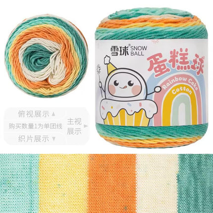 Cake Thread Snowball Wool Ball 5 Strands Milk Cotton Thread Rainbow Color Section Dyed Wool Scarf DIY Knitting Wool Ball