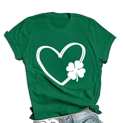 Cross-border PDD supply St. Patrick's Day men's and women's same loose round neck pullover short sleeve printed T-shirt