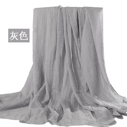 Simulated Silk Scarf Women's Long Oversized Red Gauze Scarf Sun Protection Shawl Beach Towel Catwalk Performance Pure Color Thin Section