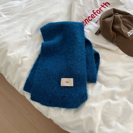 Korean-Korean Egg Standard Solid Color Explosions with Wool Scarf Winter Soft Waxy Knitted Warm Cold-proof Thickened Scarf