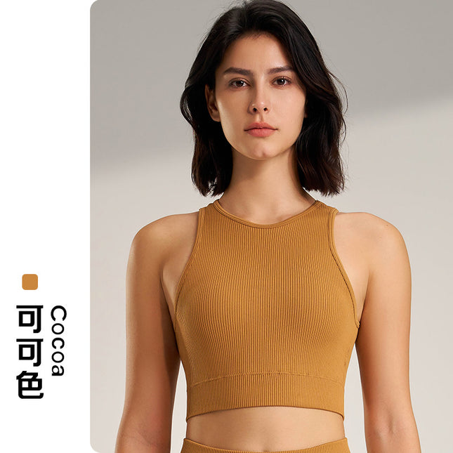 Sports Bra with Chest Pads, Outdoor Yoga Fitness Sling, Running Beauty Back, Tight-Fitting, Quick-Drying, Shock-Proof Sports Bra