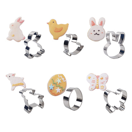 Cross-border special for Easter 6-piece cookie mold stainless steel cookie cutting cookie printing baking tools