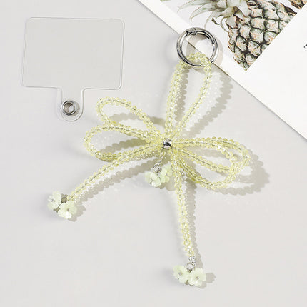 New Sweet Bow Beaded Mobile Phone Chain Pendant Niche Accessible Luxury Pendant Lanyard Fashionable Fresh Versatile Pendant