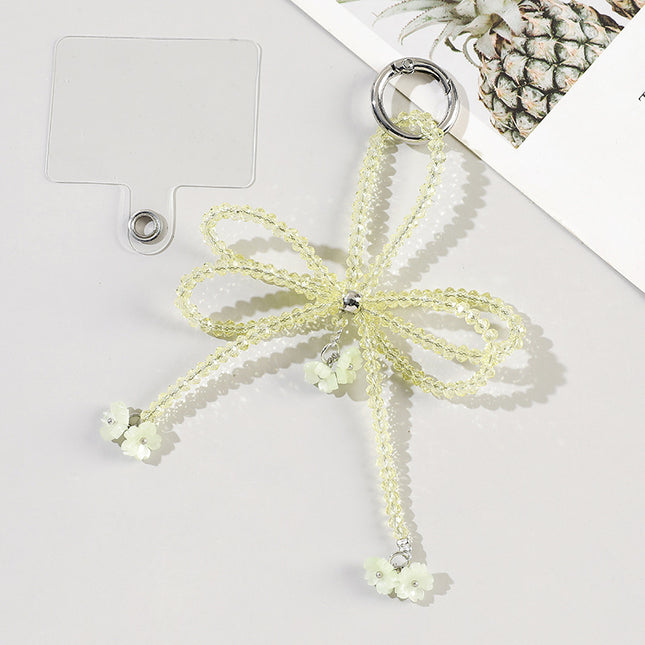 New Sweet Bow Beaded Mobile Phone Chain Pendant Niche Accessible Luxury Pendant Lanyard Fashionable Fresh Versatile Pendant