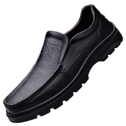 Plus size business casual leather shoes autumn new men's shoes grip pattern slip-on soft sole shoes cross-border Amazon men's shoes