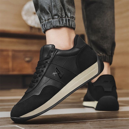 Men's Shoes 2026 Spring New Leather Casual Shoes Trendy Versatile Thick-Soled Height-Increasing Sneakers Men's Board Shoes