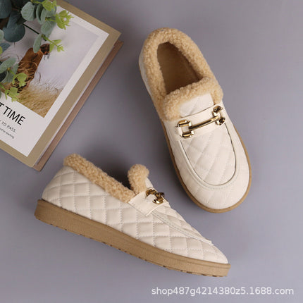 Fashion cotton boots 2024 winter new women's cotton shoes fleece-lined thick-soled waterproof bean shoes all-match warm snow boots