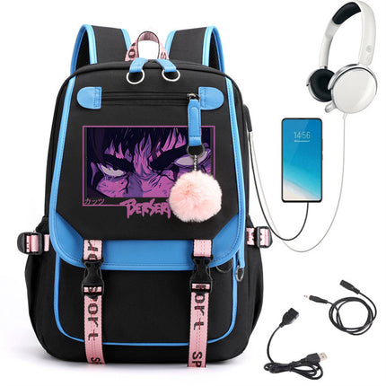 Sword Wind Legend Kais Eye Campus Style Student School Bag with USB Travel Backpack Cross-Border Dropshipping 0520