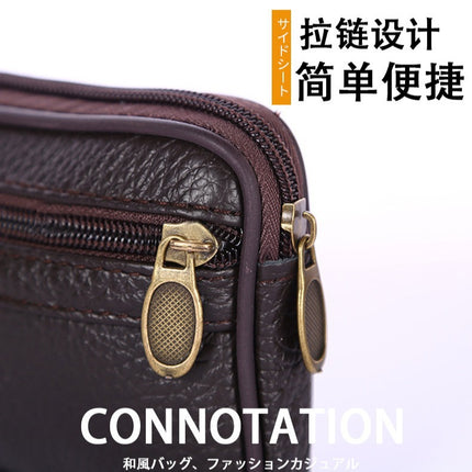 Manufacturers wholesale men's new waterproof mobile phone waist bag wear belt cowhide multi-functional elderly change key bag