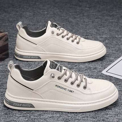 Men's Sneakers 2025 New Trendy Casual Shoes Versatile Leather Shoes Men's Slip-On White Shoes Men