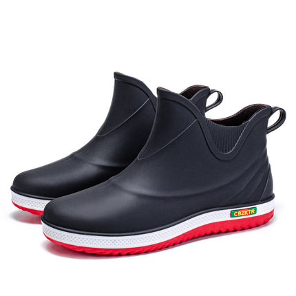 Short Tube Men's Rain Shoes Low-top Outdoor Off-road Water Shoes Lightweight Durable Non-slip Rubber Shoes Kitchen Work Shoes