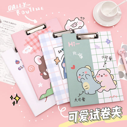 Cute A4 Paper Folder Cartoon Creative Office Stationery Materials Student Painting Writing Pad Test Paper Board Clip