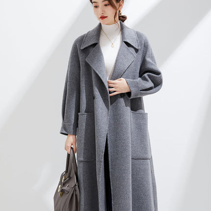 2025 New Autumn and Winter Double-Sided Wool Outwear Women's Extended Suit Collar Loose Slimming Look 100% Pure Wool Outwear