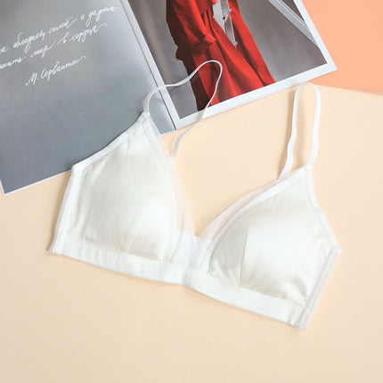 Guolan Luxury French Silk Satin Bra Without Steel Rings Thin Small Breasts Silk Glosse Underwear Breathable Skin-Friendly