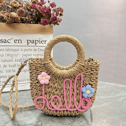 Straw Bag Handwoven Bag Women's 2025 Seaside Vacation Outdoor Daily Beach Handbag Tote Bag