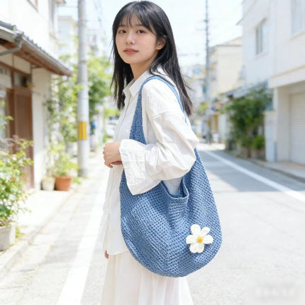 Large-Capacity Bag for Women 2025 New Versatile One-Shoulder Seaside Vacation Beach Bag Woven Straw Commuter Tote Bag